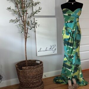 Fashion Nova Green and Blue Maxi Dress